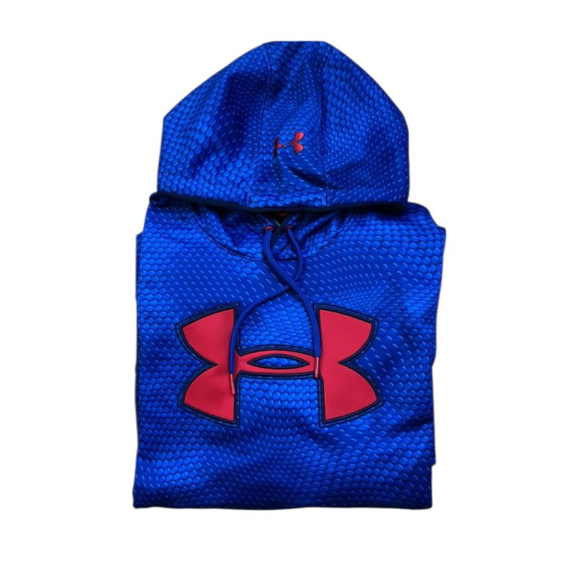Under Armour Men's Storm Hoodie in Colbalt Blue with Red Logo & Kangaroo Pocket - Picture 5 of 9
